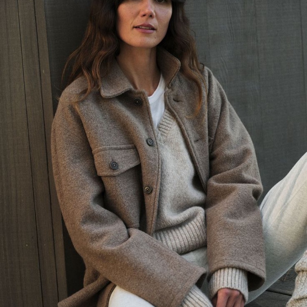Marled Deep Khaki Felted Field Shirt XS